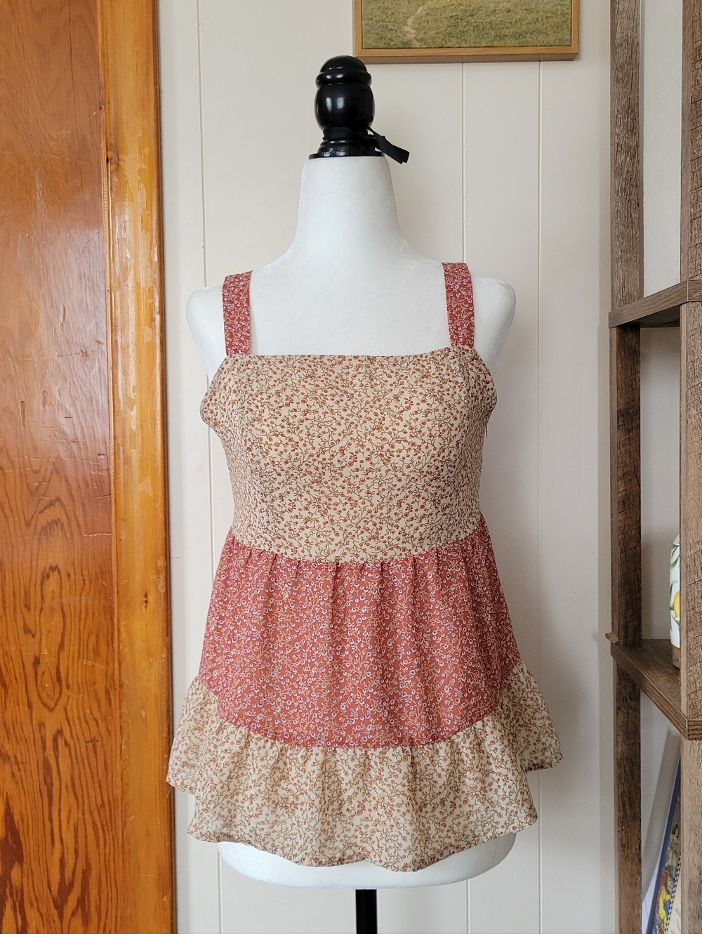Paper Crane | Cottagecore Ditsy Floral Babydoll Top Size Small